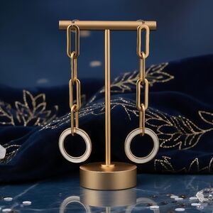 Minimalist Geometric Chain Drop Earrings 18K Gold Plated Stainless Steel